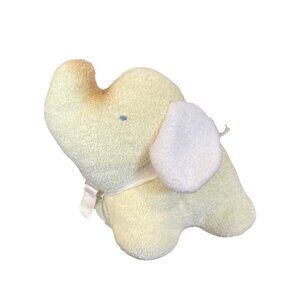 Vintage Bantam Baby Yellow White Terry Cloth Elephant Plush Toy Rattle Soft FLAW
